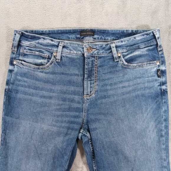 Silver Jeans Women 38x28, Tag 18x33 Suki Bootcut Blue Denim Stretch Western - Picture 3 of 13